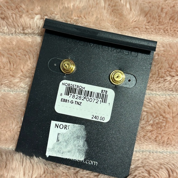 Elegant Gold and Blue Drop Earrings - Picture 6 of 6